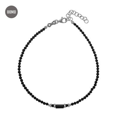 Alisia Bracciale Uomo Black Oblong Simple Argento