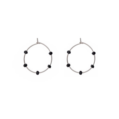 Alisia Orecchini Crystal Bead Mini Argento e cristalli neri