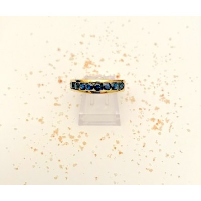 Anello Oro Giallo Fede Binario Zaffiro