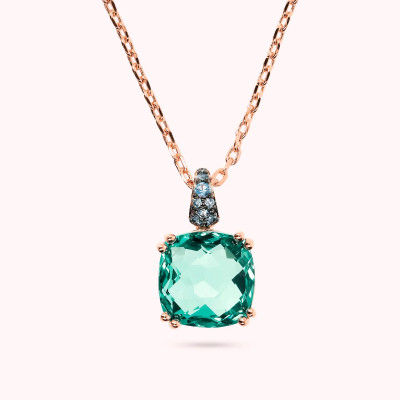 Bronzallure Collana Rolo Prisma Gem Quadrata e Pavé WSBZ02180.GREEN