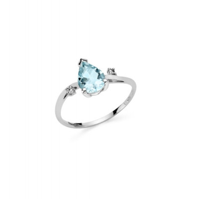 Anello Solitario Acquamarina Goccia DonnaOro