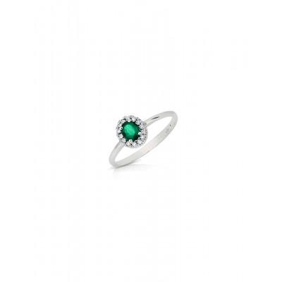 Anello Smeraldo Ovale e Diamanti DonnaOro