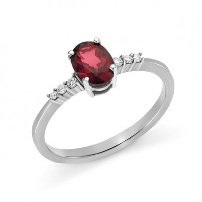 DonnaOro Anello Solitario rubino ovale e diamanti