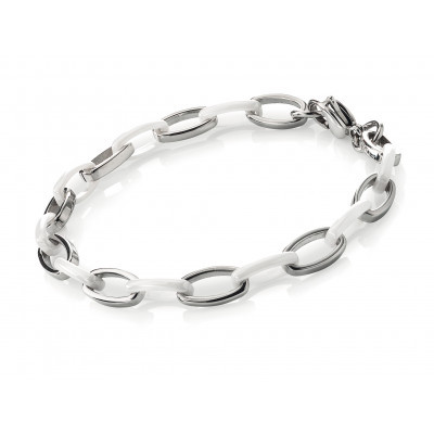 DonnaOro Bracciale Catena in ceramica bianca e oro bianco