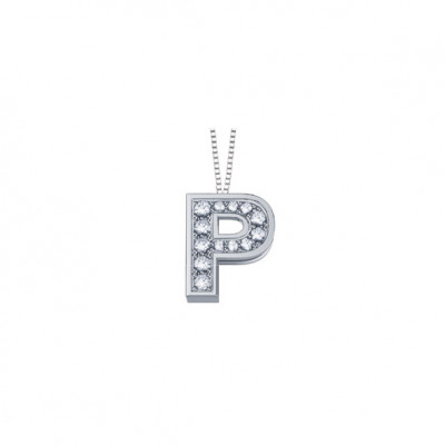 DonnaOro Collana Iniziale P oro bianco