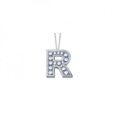 DonnaOro Collana Iniziale R oro bianco