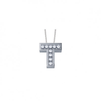 DonnaOro Collana Iniziale T oro bianco