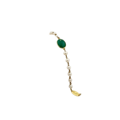 Marakò Bracciale Agata Verde Smeraldo e Perle coltivate