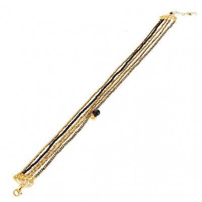 Marakò collana 5 fili Oro e Agata nera