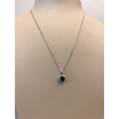 Collier Mirco Visconti Oro Bianco con Diamanti e Zaffiro