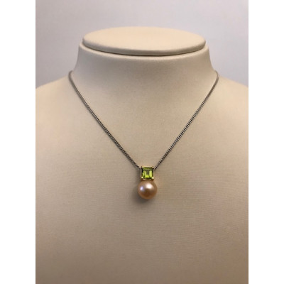 Collana Argento Perla Rosa Peridotto