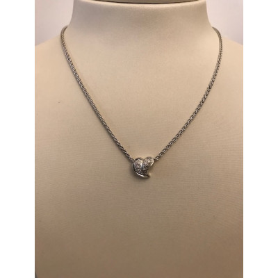 Collier Oro Bianco Cuore con Diamanti 