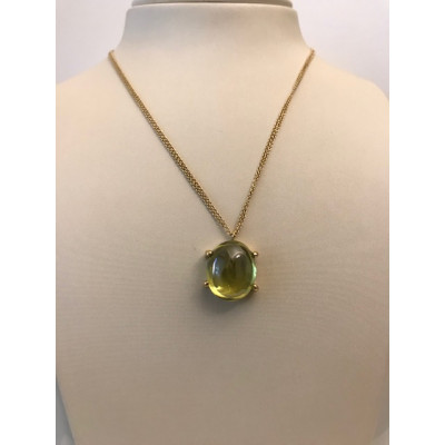 Collana Oro Giallo con Quarzo Ovale Verde