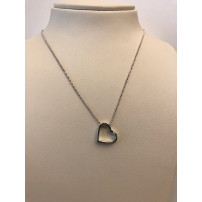 Collier Oro Bianco Cuore con Diamante