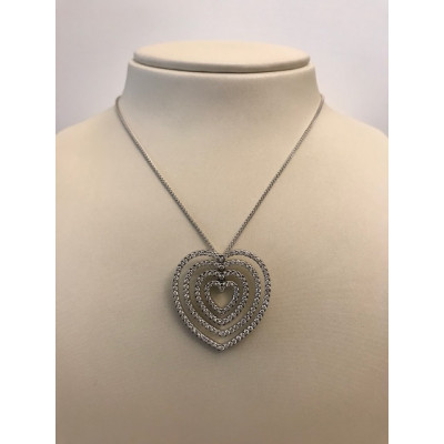 Collier Oro Bianco con Diamanti Cuore 