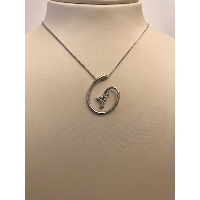 Collier Oro Bianco Spirale Con Diamanti